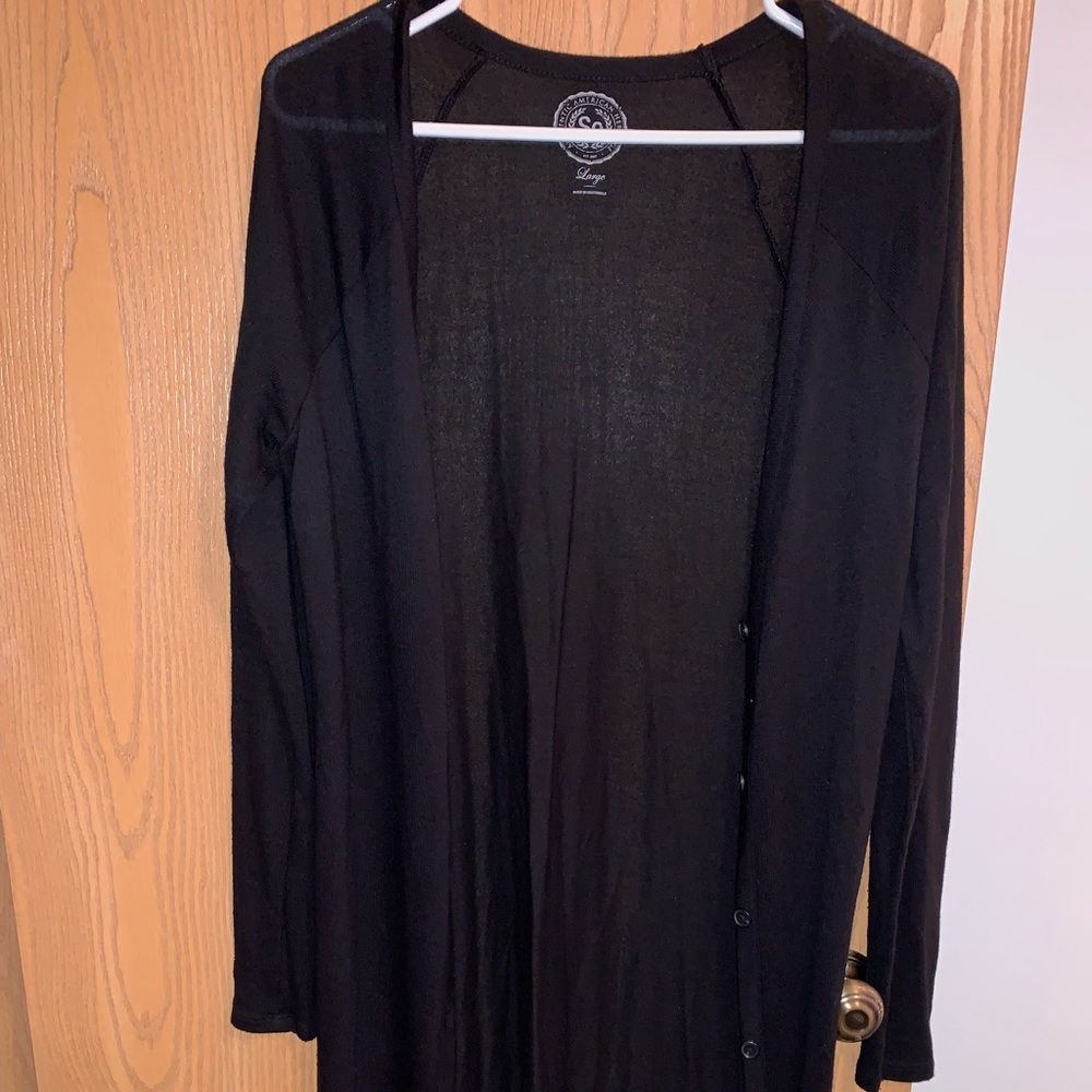 Long Black Lightweight Cardigan
